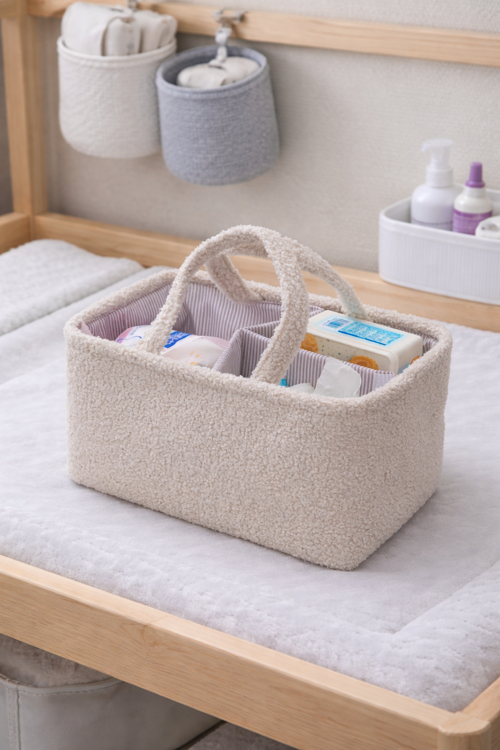 Teddy Diaper Caddy Organizer ( White )