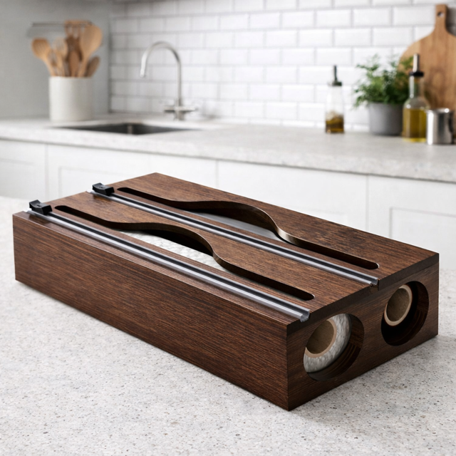 Wooden Drawer Organizer for Plastic Wrap & Foil