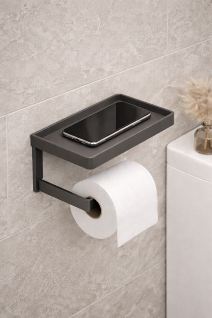 Bathroom Toilet Roll Holder with Shelf